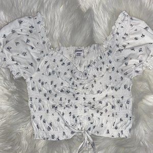 Garage White Ruched Crop Top